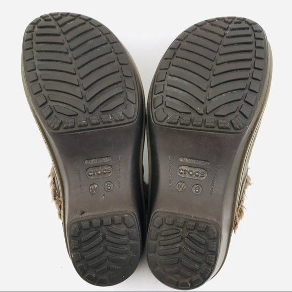 Crocs Faux Fur Lined Mule Clogs Womens Size 8 Brown - Picture 9 of 9